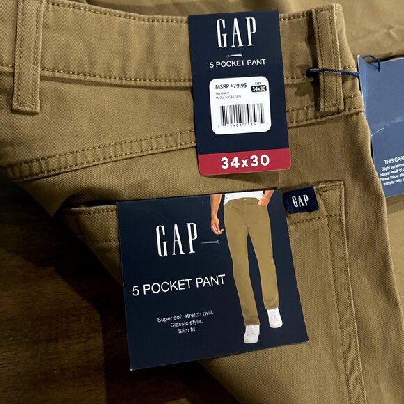 Gap Mens 5 Pocket Slim Fit Pant 34x30 Maple Sugar - Picture 5 of 7
